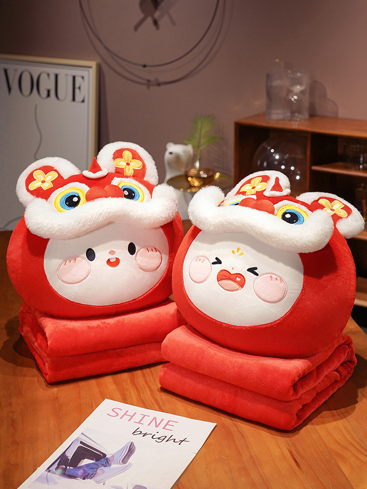 Xingshi conejo almohada edredón de doble uso Oficina almohada coche manta dos en uno engrosada manta de invierno