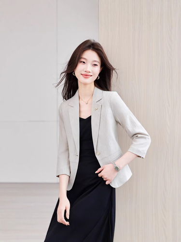 Women's 7/8 Sleeve Blazer Coat Spring Summer Autumn New Professional Casual Fashion Slim Fit Versatile Top