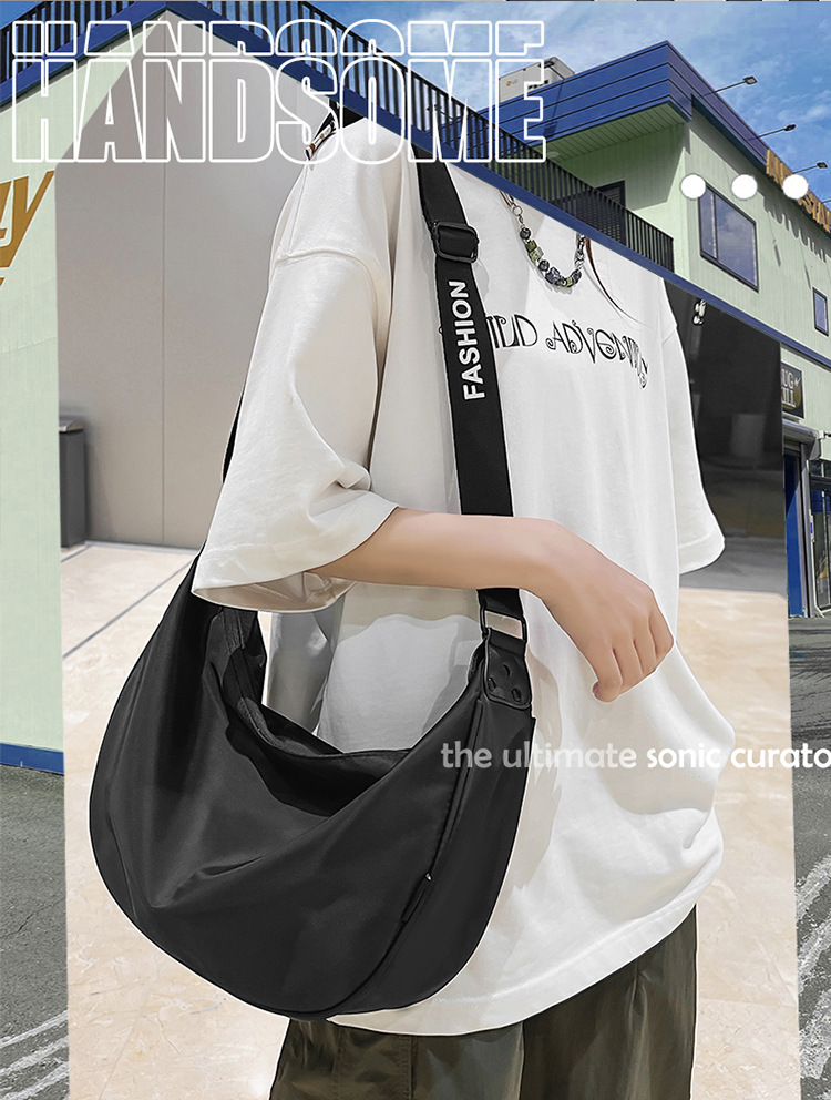 ins Simple nylon fabric crossbody bag for women 2023 new Korean style fashionable single-shoulder dumpling bag for students, trendy single-shoulder bag details Picture
