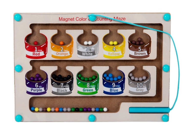 Cpc rompecabezas para niños bolígrafo magnético laberinto digital educación temprana clasificación de color de madera tablero de conteo juguetes de 1 a 3 años