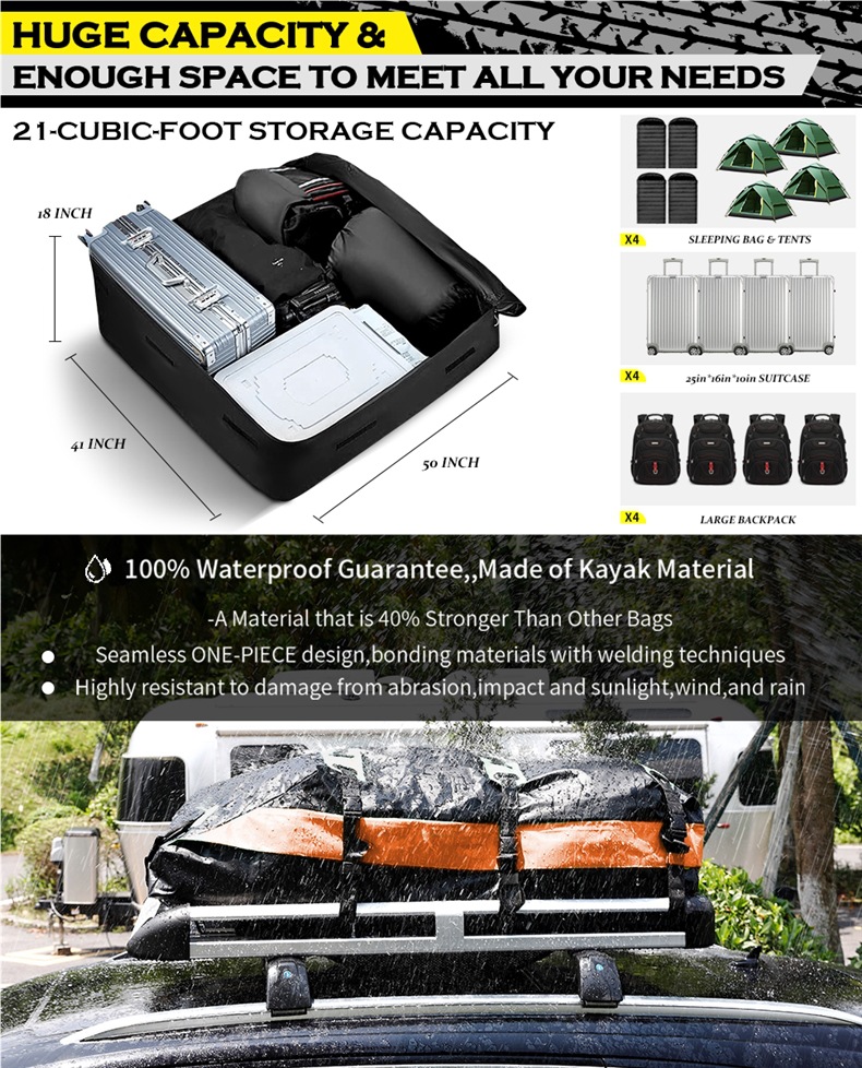 【New Arrivals】Luggage Rack Roof Bag Waterproof Rainproof Luggage Bag Car Roof Rack Suitcase Car Storage Bag