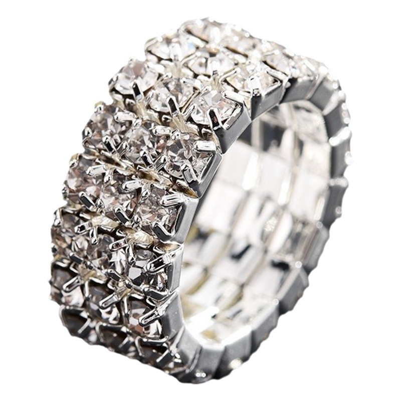 Europe and the United States cross-border hot-selling rhinestone ring women's simple fashion all-match full diamond flash diamond elastic ring ring jewelry