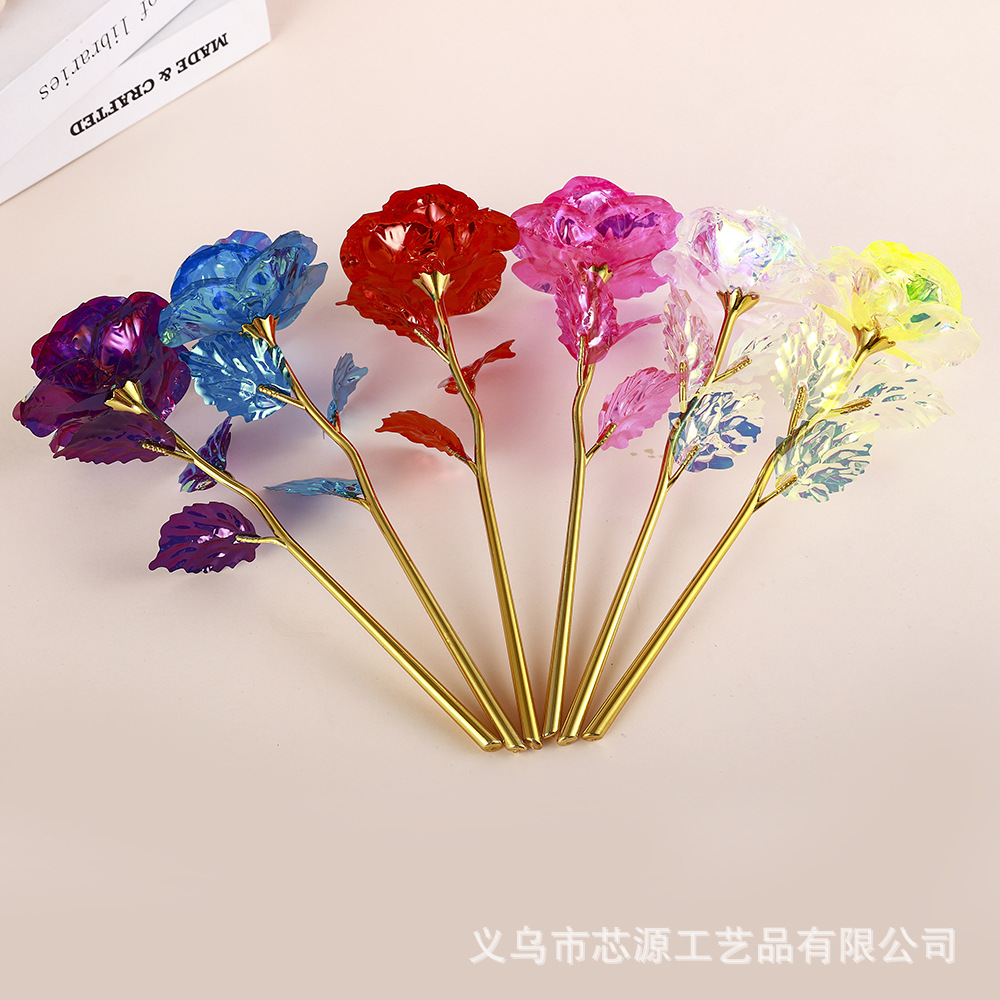 彩金花金箔玫瑰花仿真花七夕情人节圣诞母亲教师节活动小礼物厂家