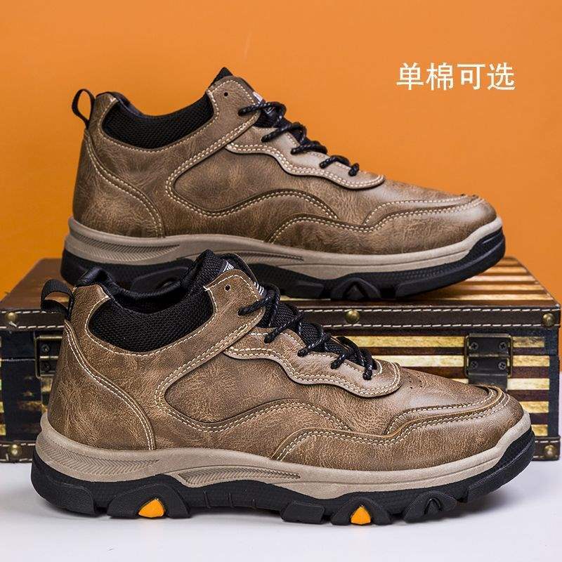 2025新款男鞋秋男士真软皮面加厚保暖高腰户外防滑登山单皮鞋