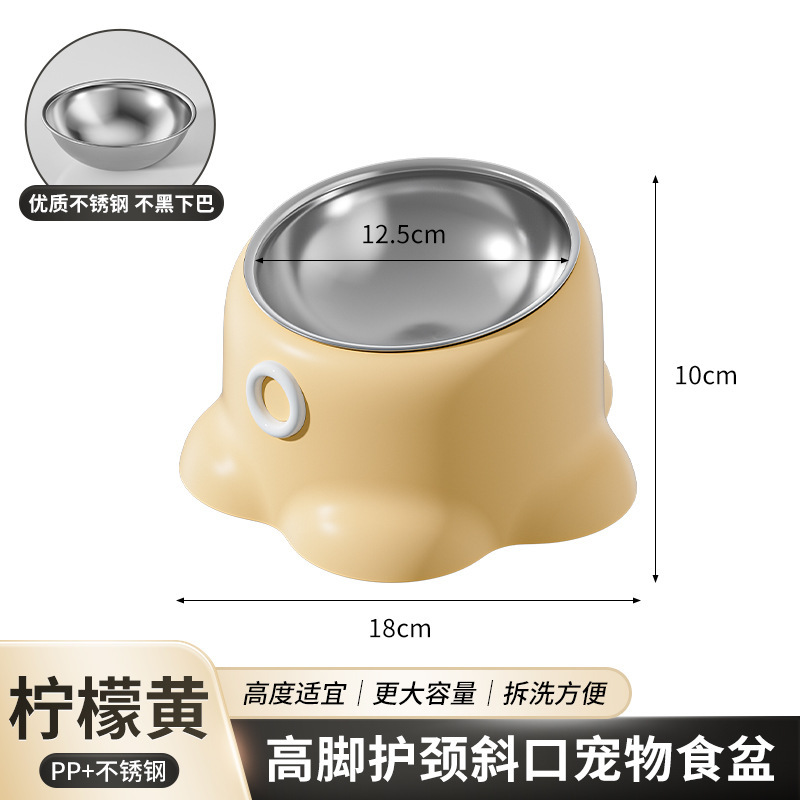 Fabricantes al por mayor Macarons Octopus Cat Cat Bowl Protector de cuello Bowl Cat Food Bowl Anti-volcado para mascotas Tazón de acero inoxidable