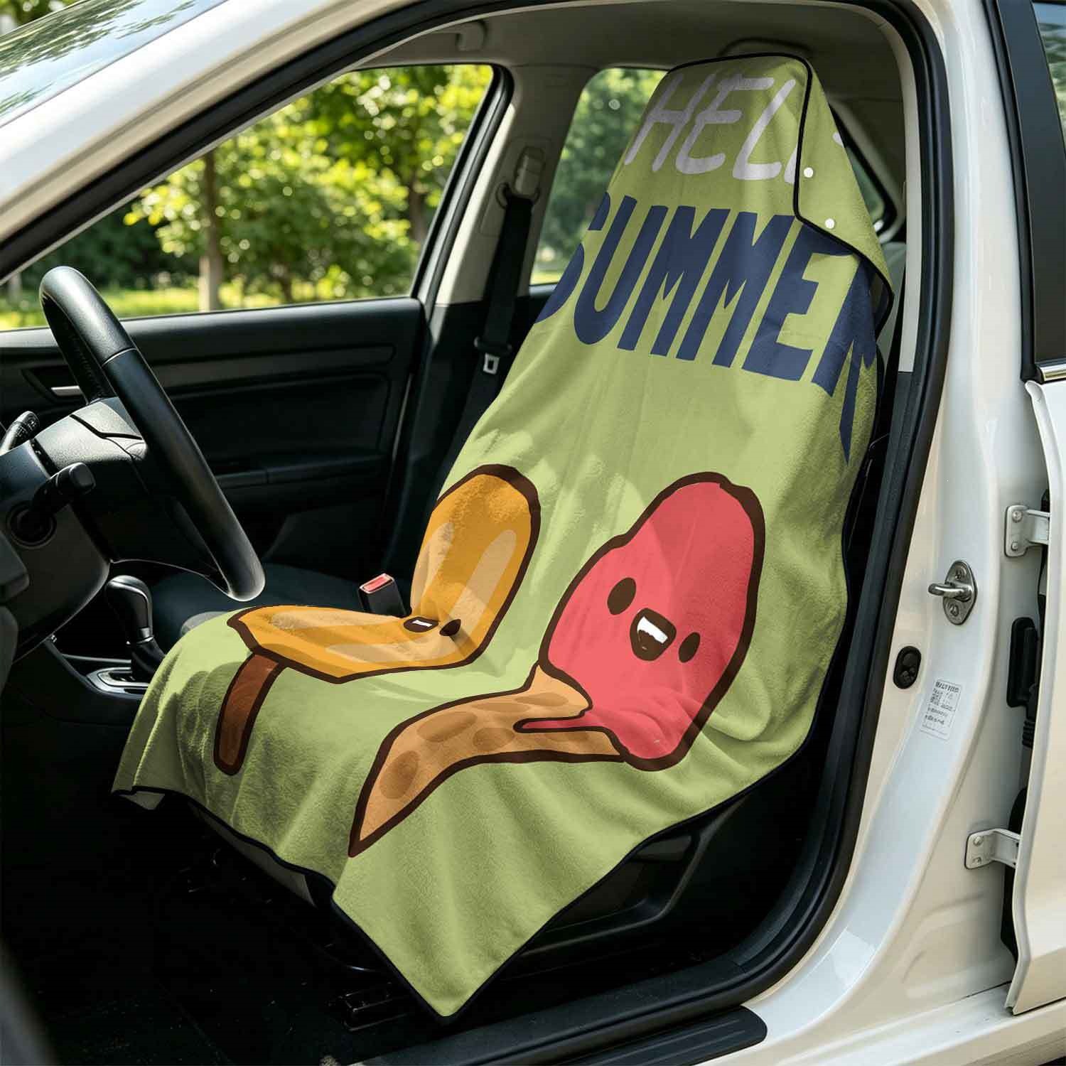 Summer bath towel and car seat cover 2-in-1, ultra-fine fiber outdoor beach and car dual-use universal seat cushion