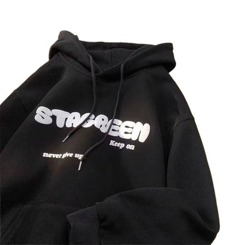 Vintage American-style long-sleeved hooded sweatshirt for men, suitable for spring and autumn, heavy warm, thick padded casual top