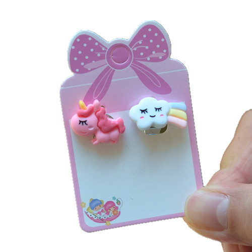 Cute Animal Rainbow Heart Shape Plastic Stoving Varnish Kid's Ear Clips 1 Pair display picture 54