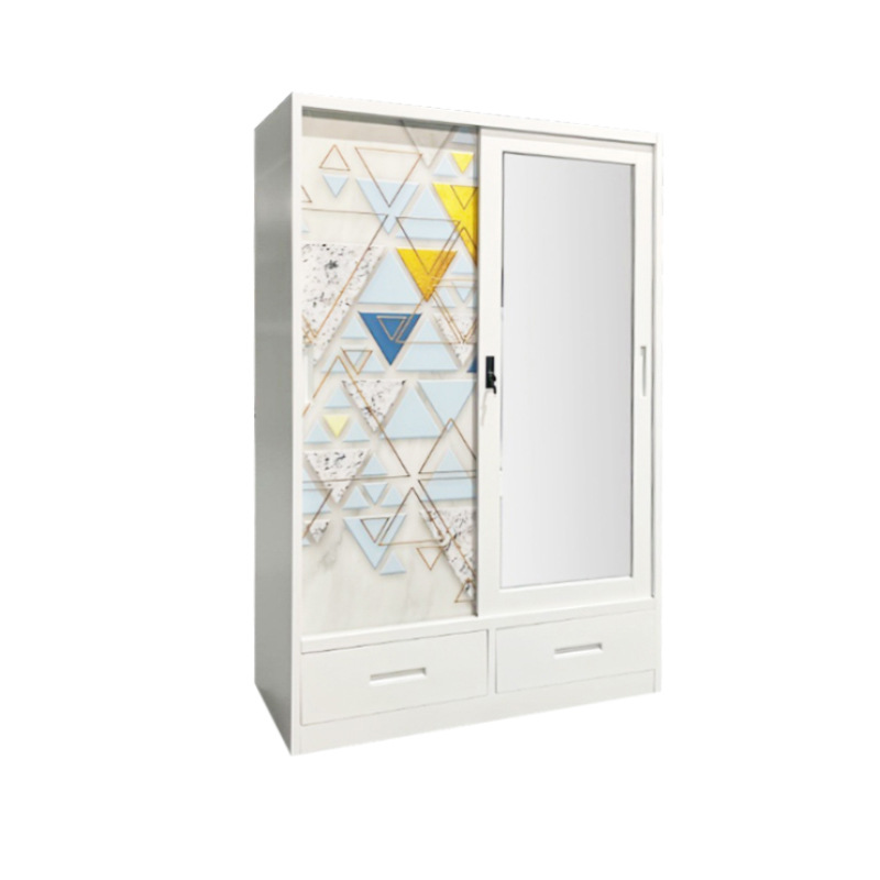 Transfronteriza venta caliente de armario de impresión de acero dormitorio doméstico puerta corredera balcón armario de almacenamiento vestuario personalizado image 6