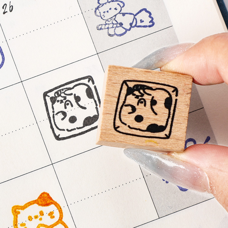 Yuezhen ゆったり猫ブリキ箱木製ハンドブックシール造園素材フォトアルバムシールスタンプ diy ハンドブックシール|undefined