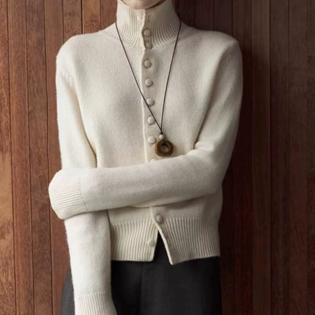 Зимний новый мягкий и удобный вязаный кардиган с воротником