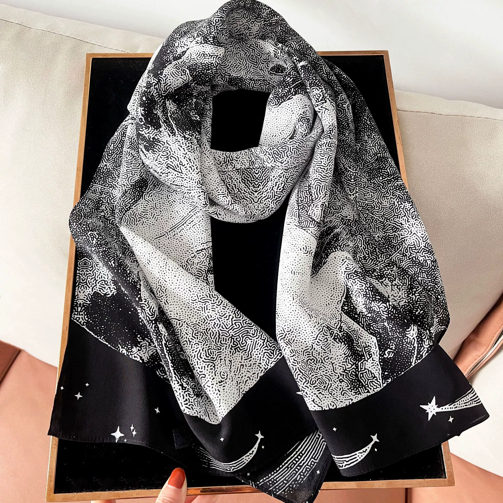 Summer classic silk scarf, neckerchief