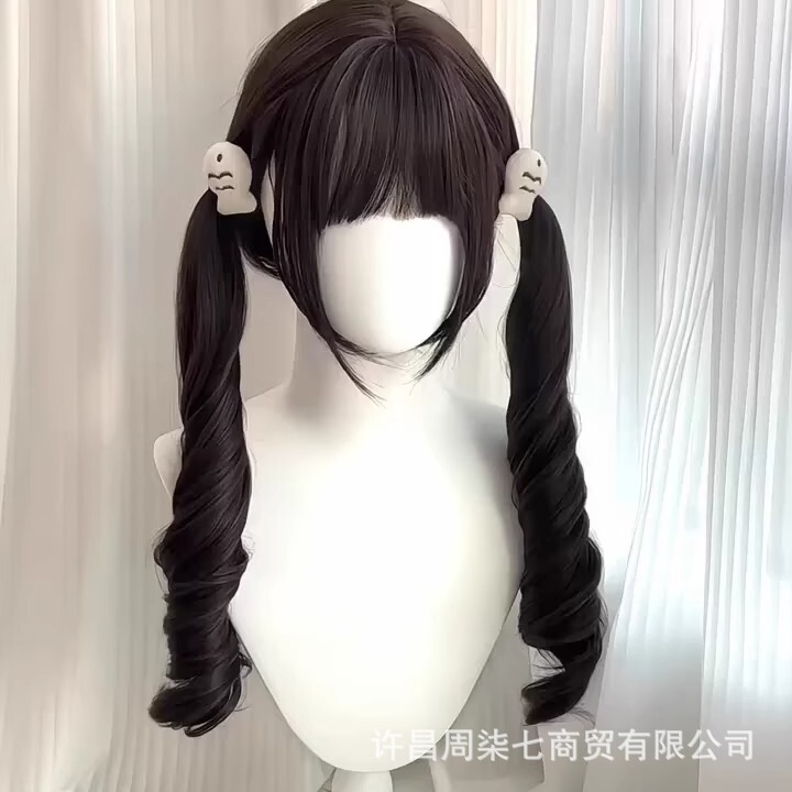 少羅双馬尾かつら女長髪かわいい妹lolita日系長巻きJKシミュレーション全頭セット式|undefined