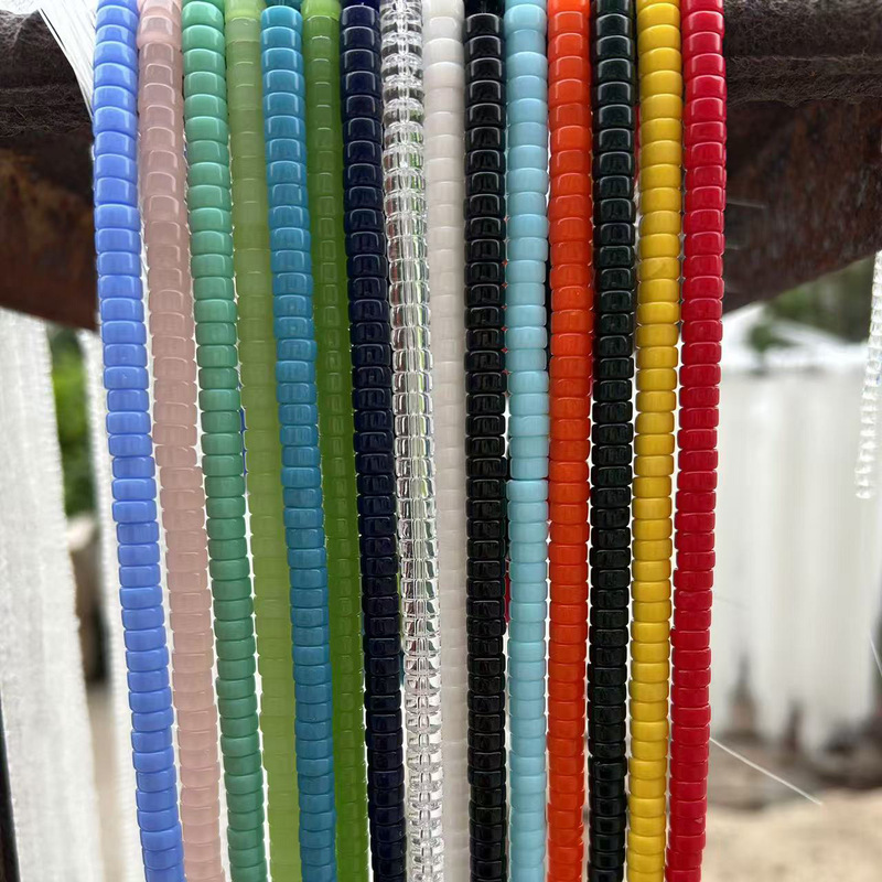 DIY3x6mm tablets colored glaze straight cut text play beads jewelry spacer beads accessories bracelet bracelet wholesale