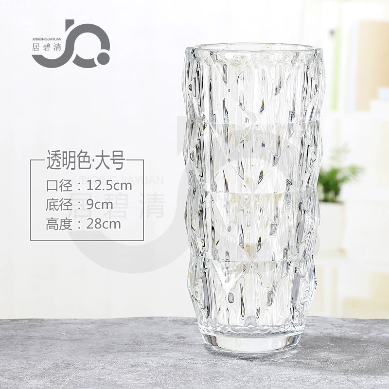 Glass Vase Rousseau Series, European-style Luxury, Black & Red Accent, 21×17.5×31.5 cm