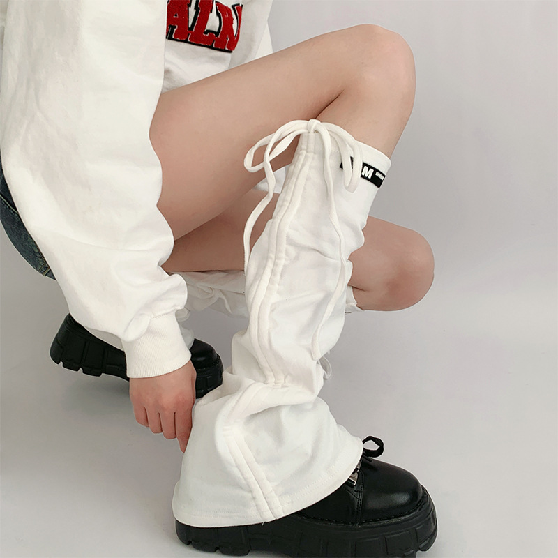 Spicy girl leg covers, stacked gray slimming effect, JK calf children's versatile drawstring straps, horn, women's_voghion.com