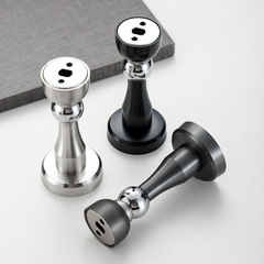 Stainless steel door magnet with thickened anti-collision door stop, black magnetic door holder, invisible magnetic door anchor, strong magnet without drilling, wall-mounted door magnet