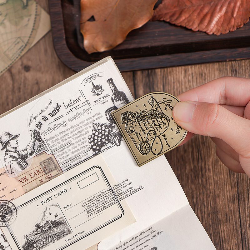 Estrellas y morino abrazadera de metal retro abrazadera de contabilidad de mano abrazadera de papelería diy abrazadera de cobre de boca ancha carpeta