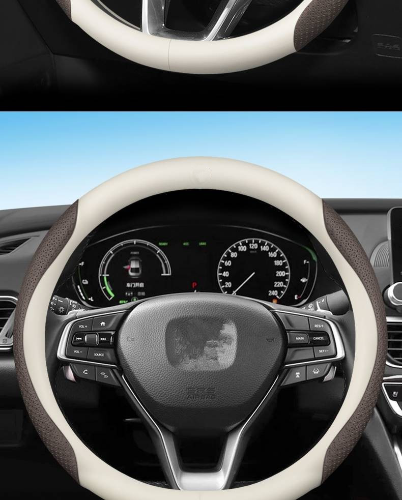 Dropshipping on Aliexpress Temu Car Steering Wheel Cover, Genuine Leather, Non-Slip, Wear-Resistant, Suitable for All Seasons, D-Shaped Handle Cover, Unisex
