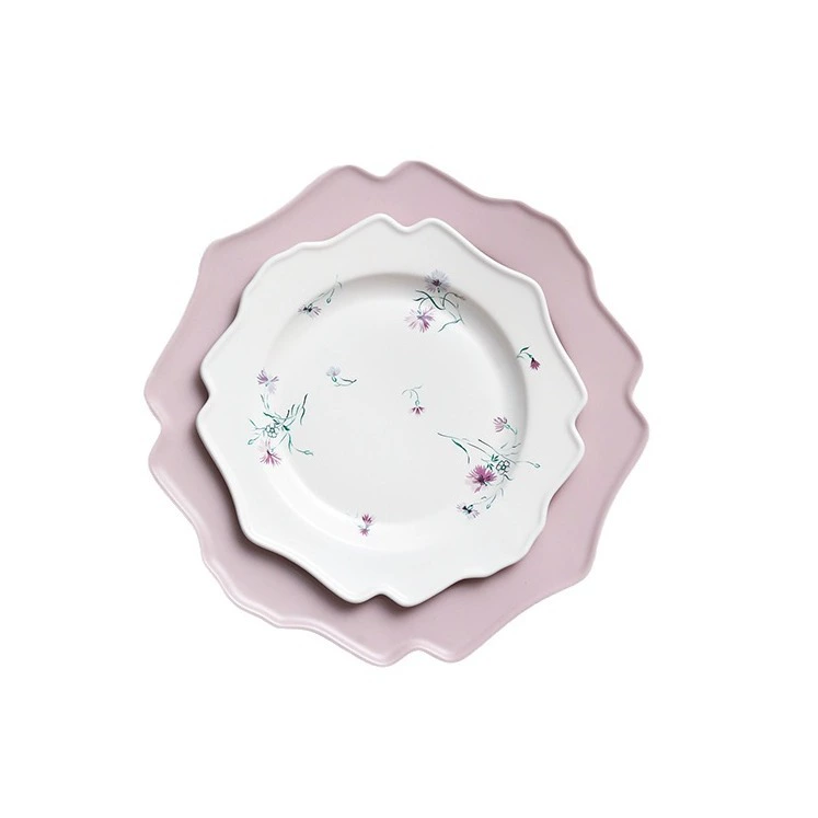 Ceramic Tableware Set, fuchsia floral pattern, gift box, 11.5 cm dessert plate