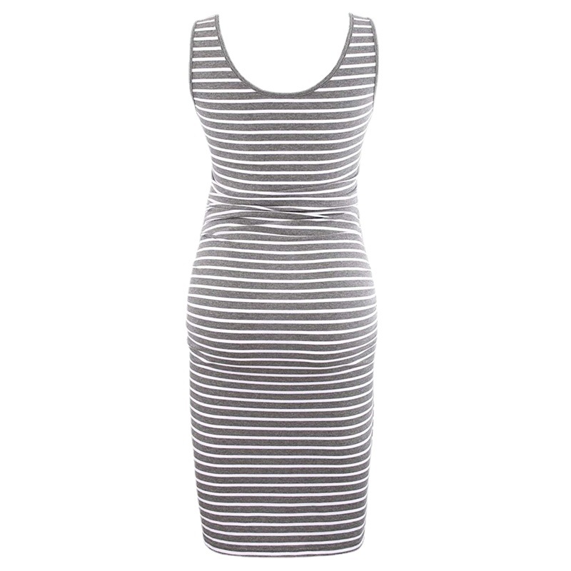 Popular European And American Summer New Women's Clothing Comfortable Loose Round Neck Sleeveless Striped Maternity Dress_ecoleips.com
