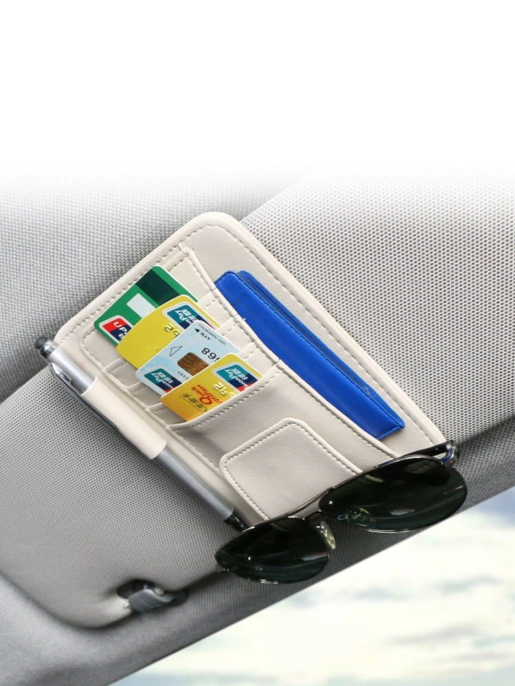 Автомобильный солнцезащитный козырек держатель для хранения автомобильных очков автомобильный идентификатор карты кожаная сумка для карт Билл держатель