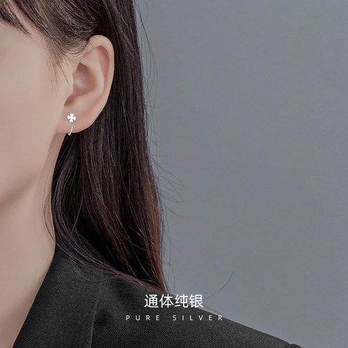 Under the Banyan Tree S999 sterling silver earrings, simple pure silver earrings, elegant silver earrings, new fashionable ear piercing, compact jewelry