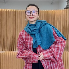 蓝色高级感羊毛披肩女保暖护颈围脖秋冬季简约版后开衩百搭围巾