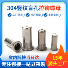 304不锈钢盲孔拉铆螺母平头拉帽螺母铆接大小沉头螺帽M4-M10