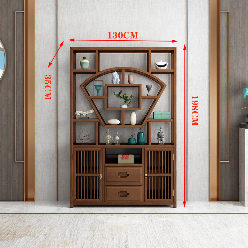 An antique-style solid wood bookshelf, cabinet, and tea wine rack with leaf display stand, furniture for single piece shipment