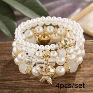 European and American Cross-Border New Bohemian Bracelet Creative Women's Jewelry Starfish Pearl Multi-Layer Beaded Bracelet Beads