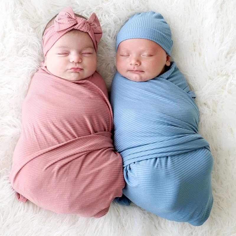 160g Weight Spring Receiving Blanket Baby Accessories Cotton Fabric Type 2 Pieces Set Quantity Daily Occasion Simple Style Solid Color Cotton Spring Receiving Blanket Baby Accessories