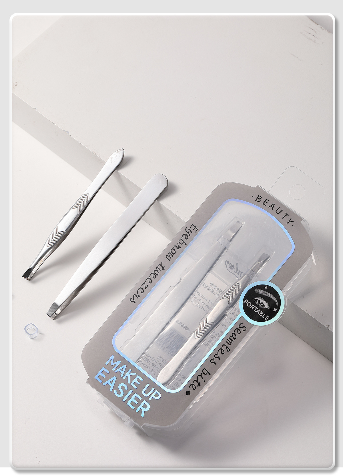 LMLTOP Flat and slanted eyebrow tongs 2-piece set, stainless steel eyebrow tongs, eyebrow tongs, tweezers, eyebrow shaping tools JJF17 undefined