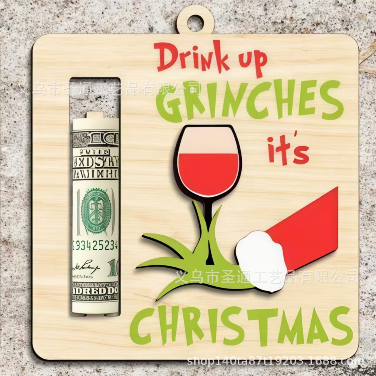 Navidad Cartoon Money Holder Ornament Navidad Green su cartera