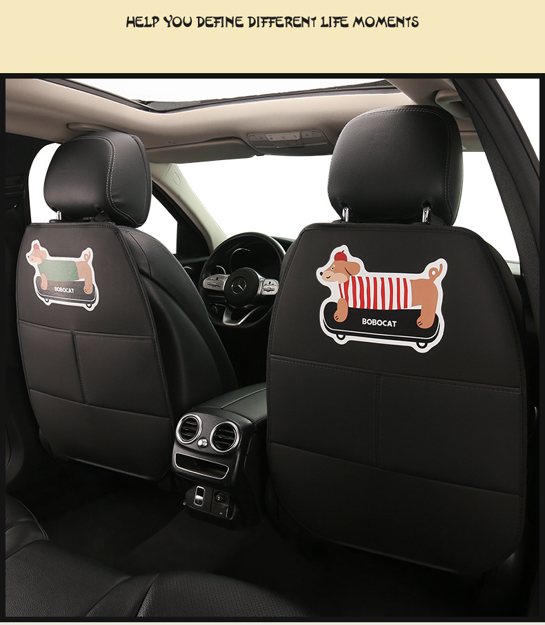 Long Cartoon Dachshund Design Anti-Kick Mat for Women, Car Seat Back Anti-Dirt and Anti-Kick Pad