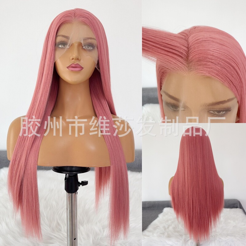 Foreign trade pink star dome cos wig natural hairline hand woven 13x 4 front lace breathable wig full head cover factory