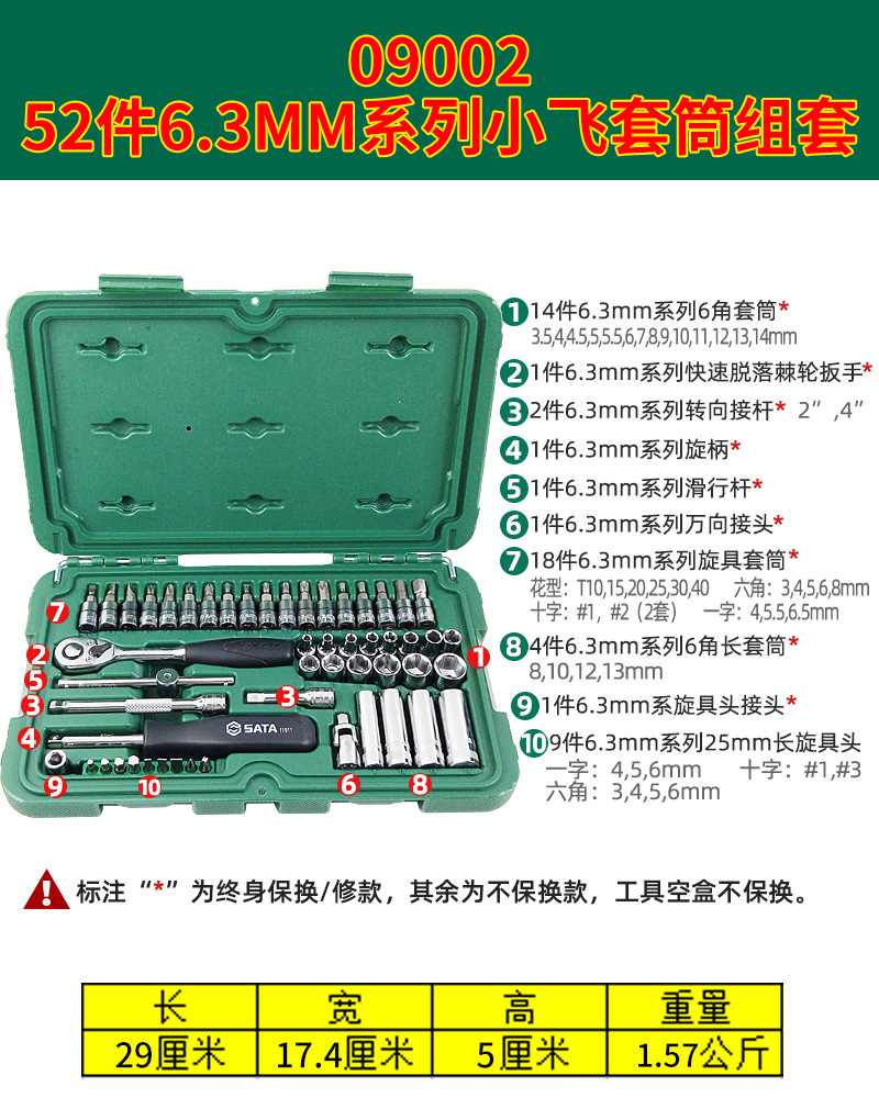 Qìchē – 128pcs Auto Repair Sheet Metal Spray Repair - 0900252pcs-63mm-socket-set