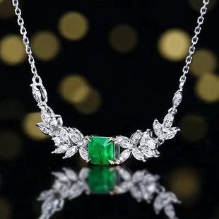 New Arrival Afghan Natural 0.48 karat 18K Gold Emerald Clavicle Chain GRC Certificate European and American Necklace
