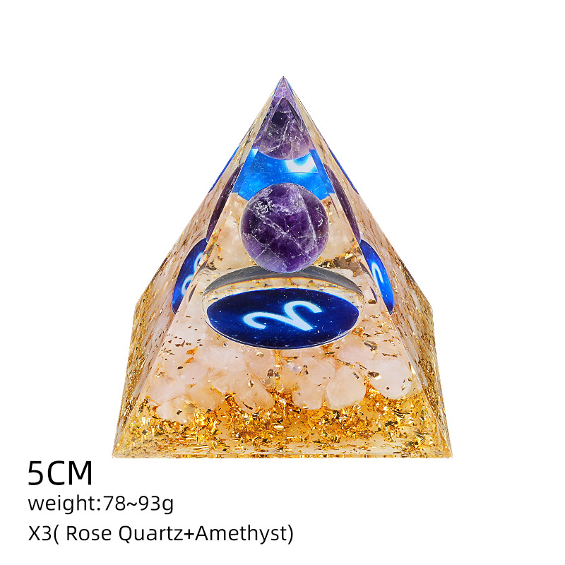 X3紫晶+粉晶碎石（白羊座）（5cm金字塔）
