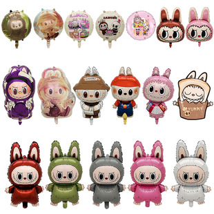 Labubu Aluminum Film Balloon Labubu Bubble Mart 18inch Aluminum Foil Balloon Night Market Stall Toy Inflatable Balloon