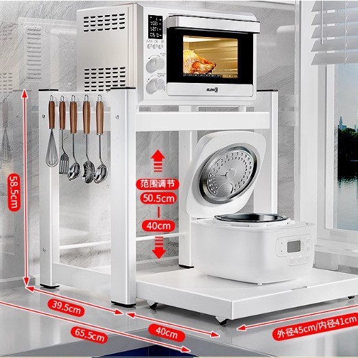 引き出し式電子レンジ収納ラックキッチン炊飯器ラックカウンタートップ多機能二層オーブン収納ラック|undefined