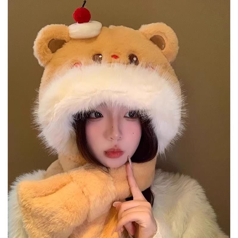 大脸蒙古护耳渔夫帽子男女秋冬季骑车显脸小加绒加厚盆帽防风保暖|undefined