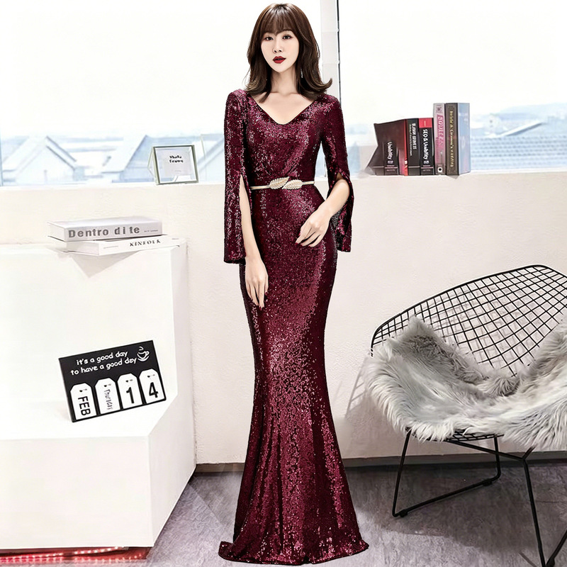 Evening Dress for Women 2026 New Style Elegant and Noble Sequined Slim-Fit Long Gown for Social Events and Annual Parties
