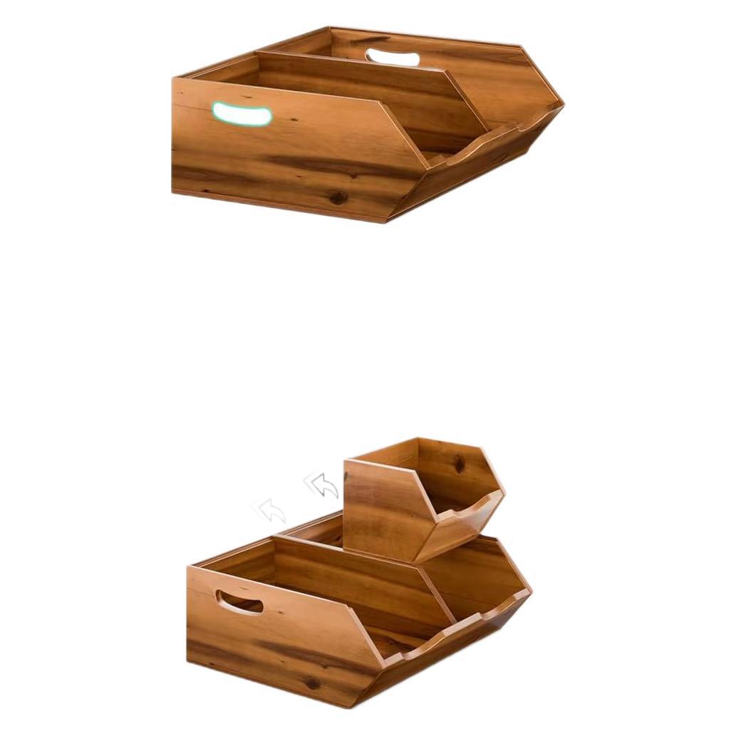 Cesta de almacenamiento de escritorio de madera, caja de almacenamiento para el hogar, canasta de almacenamiento de artículos diversos apilables, estante de clasificación de rejilla multicapa sin tapa