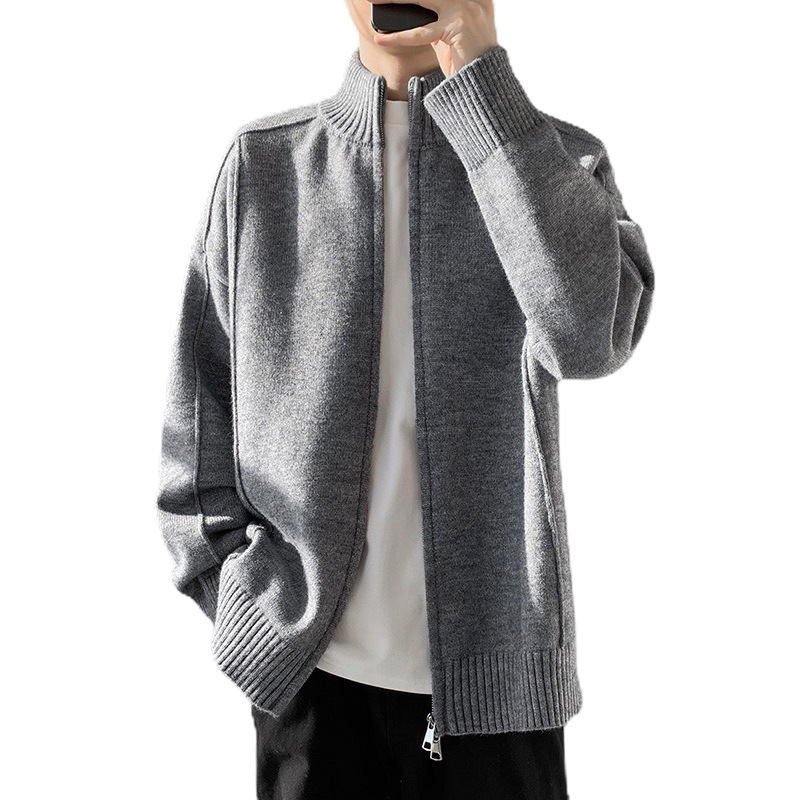 Explosiones transfronterizas de tamaño grande europeo cardigán chaqueta jersey suéter hombre de alta calidad línea textural fábrica al por mayor