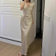 Pure V-Neck Knitted Short-Sleeved T-Shirt Women's 2025 Summer Flying Sleeve Shoulder Large Neck Slim-Fit Short Top