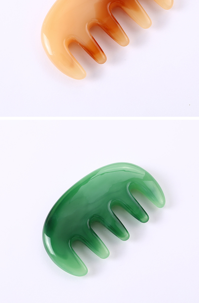 Resin Scalp Massage Comb 5-Tooth Meridian Brush Portable Head Wellness Tool specifications