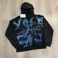 外贸跨境  男女Vale Big Widow Zip Up Hoodie蜘蛛网印花开衫卫衣