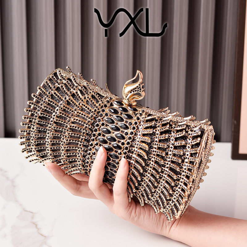 Bolso de cena transfronterizo de nuevo estilo con incrustaciones de diamantes Bolso de vestido de banquete europeo y americano Bolso de embrague de banquete de diamantes llenos new clucth bag