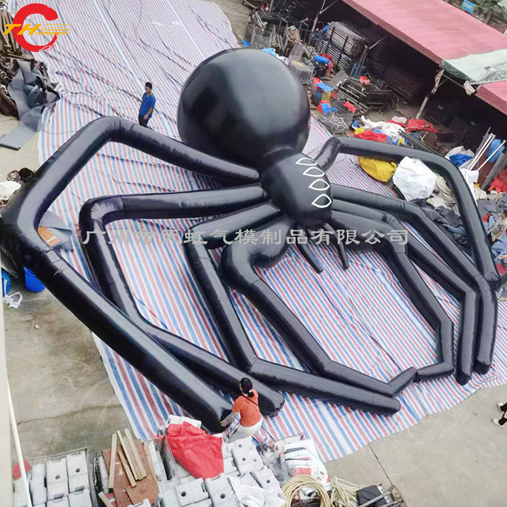 Transfronterizo Halloween Black Spider modelo inflable de 10 metros gigante modelo inflable de araña negra
